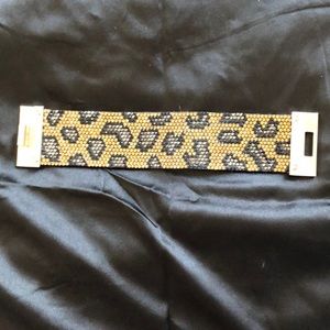 Leopard rhinestone cuff